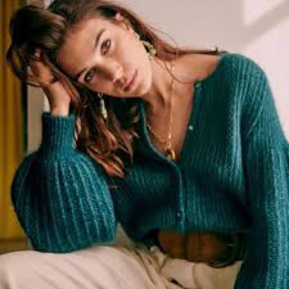 Sezane Alyssa cardigan green XS - Picture 2 of 10